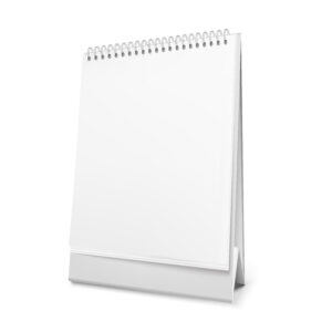Vector blank standing desk calendar with a spiral. Realistic white blank standing desk calendar with a spiral. Vector EPS10 illustration.